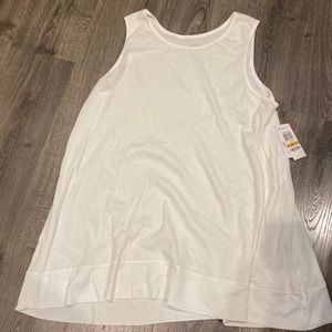 Long white waffle knit tank top